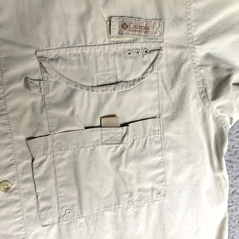 Columbia PFG Cargo Utility Shirt Mens L Vented Fishing Button Up Outdoor Camp - Picture 2 of 14